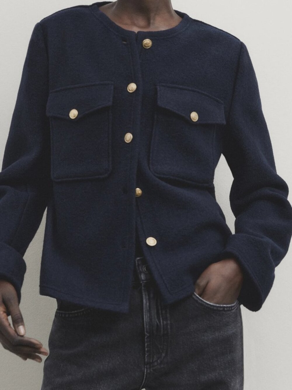 Massimo Dutti Navy Blue Knit Cardigan Size L (175/96A) Modelo 6062
